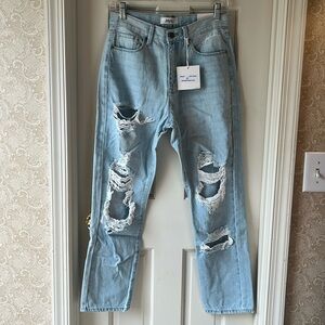JBD Distressed High-Rise Light Denim Jeans NWT